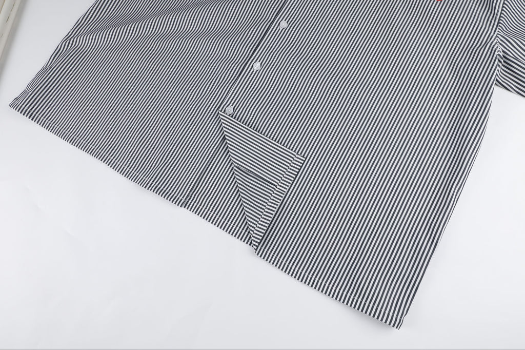 Pinstripe Hair Mechanic Smock - Black