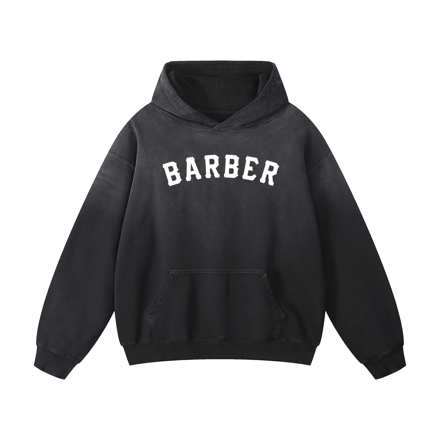 Sun Faded Barber Oversized Hoodie - Black